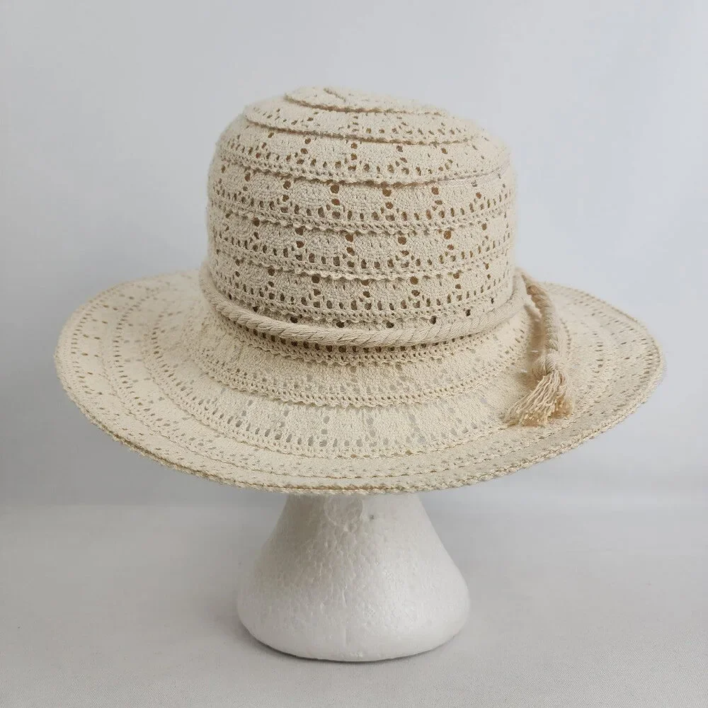 Cream Woven Rope Detail Sun Hat - Picture 4 of 7